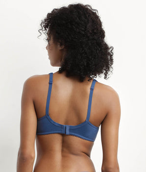 [Test product] Soutien-gorge emboitant coton bio et tulle plumetis Bleu Gris Generous