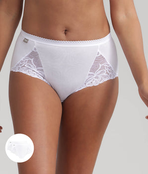 Pack of 2 midi knickers in white Cotton & Lace