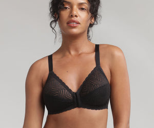 Non-wired front closure bra in black Ideal Posture