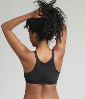 Non-wired front closure bra in black Ideal Posture