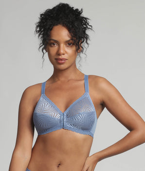 Non-wired front closure bra in ocean blue Ideal Posture