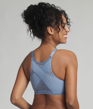 Non-wired front closure bra in ocean blue Ideal Posture