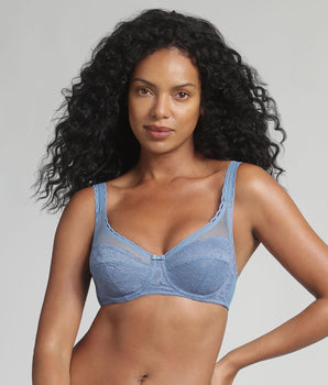 Underwired bra in ocean blue Recycled Classic Lace Support