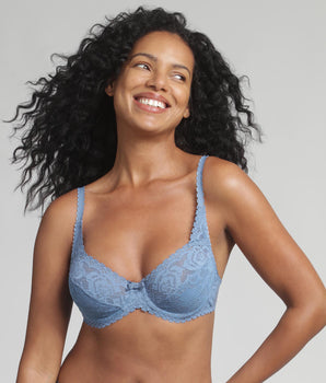 Underwired bra in ocean blue Flower Elegance Recycled