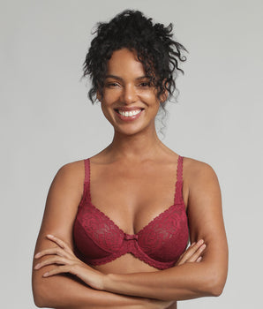 Underwired bra in black cherry Flower Elegance Recycled