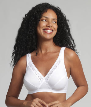 Pack of 2 non-wired bras in white Classic Cotton Support