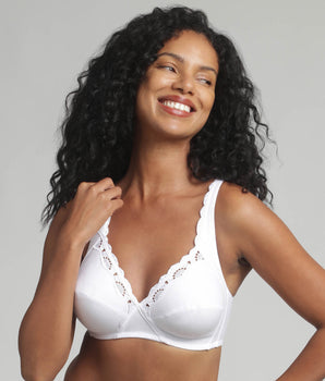 Non-wired bra in white Cotton Support