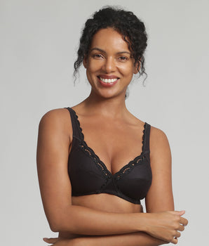 Non-wired bra in black Cotton Support