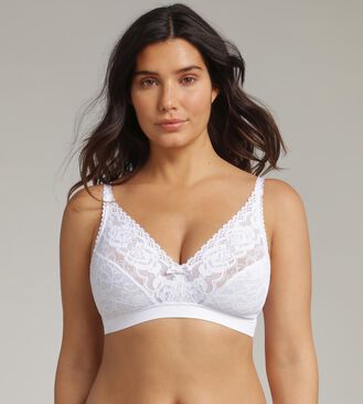 Non-wired bra in white Flower Elegance Recycled, , PLAYTEX