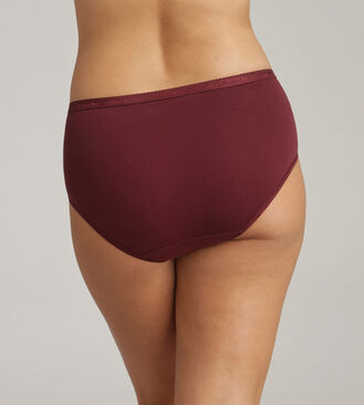 Pack of 3 midi knickers in plum, print and red poppy Organic Cotton, , PLAYTEX
