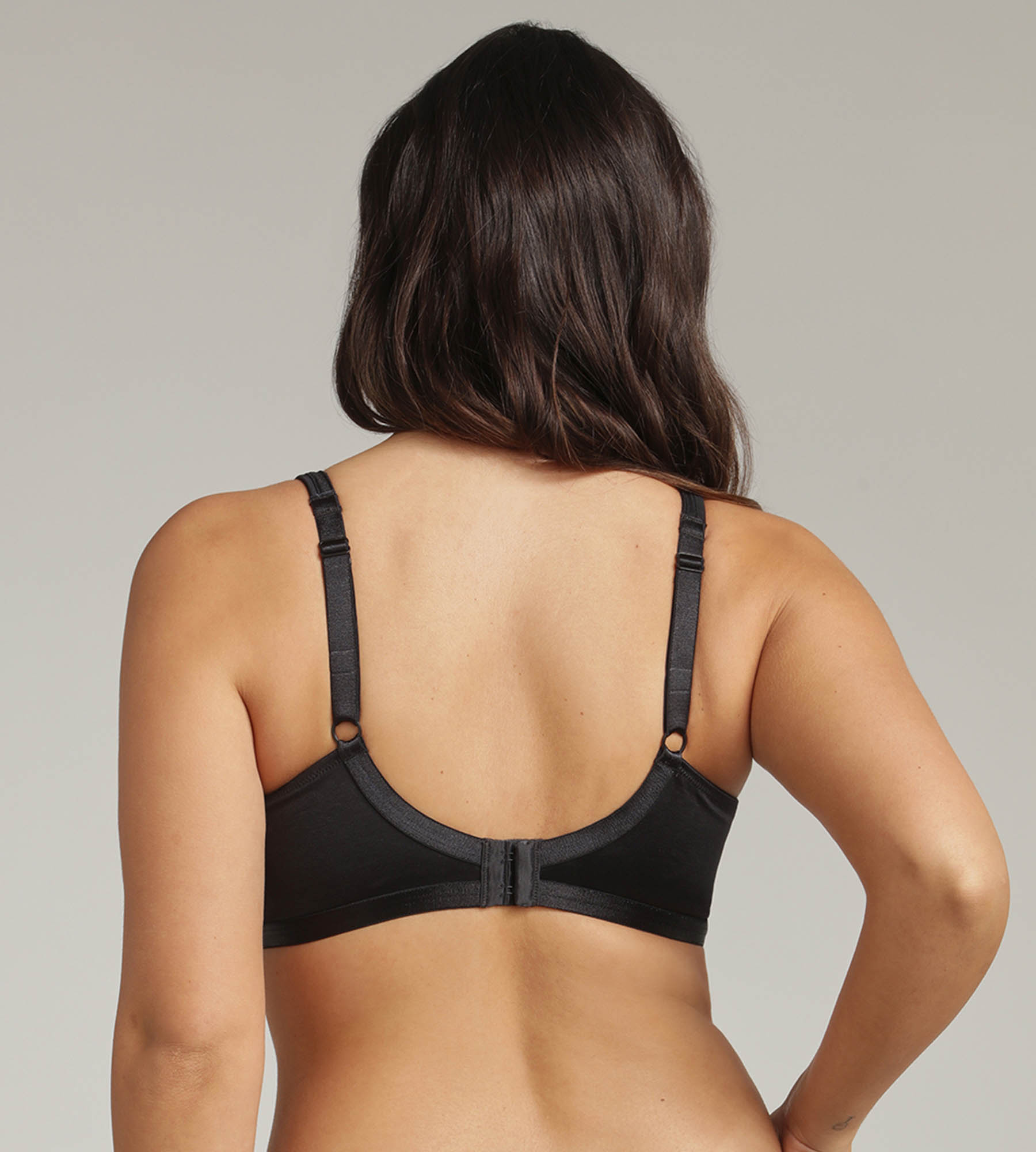 Non-Wired Full Cup Bra in Black - Satiny Micro-Support, , PLAYTEX